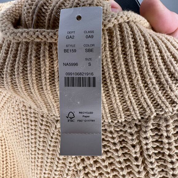 NWT J. CREW Relaxed Rollneck Sweater Khaki Chunky Knit Tan Small - Picture 5 of 6